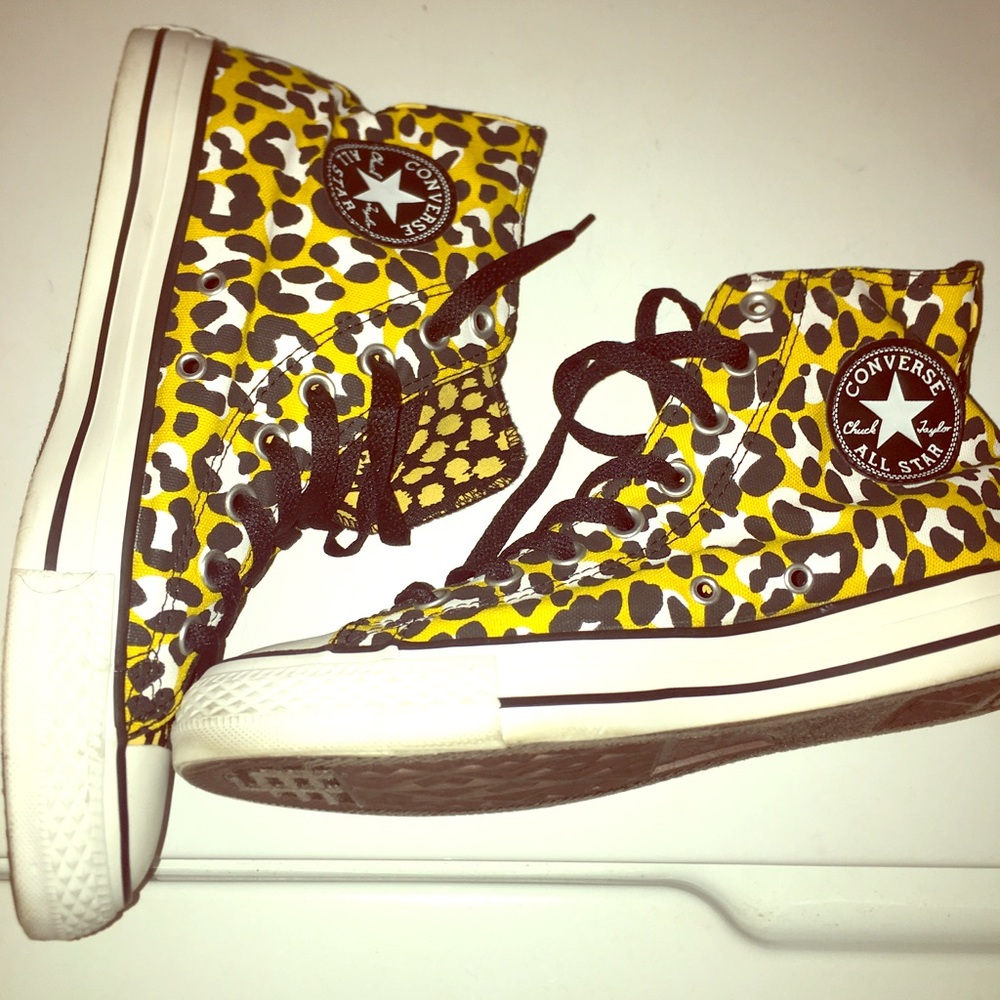 Gently used Cheetah print converse